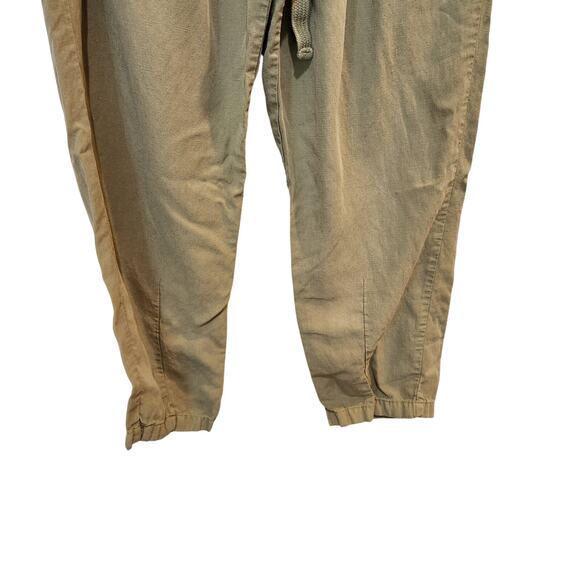 Zara Tan Elastic Waist Straight Leg Drawstring High Rise Trouser Pants Medium - Picture 4 of 9